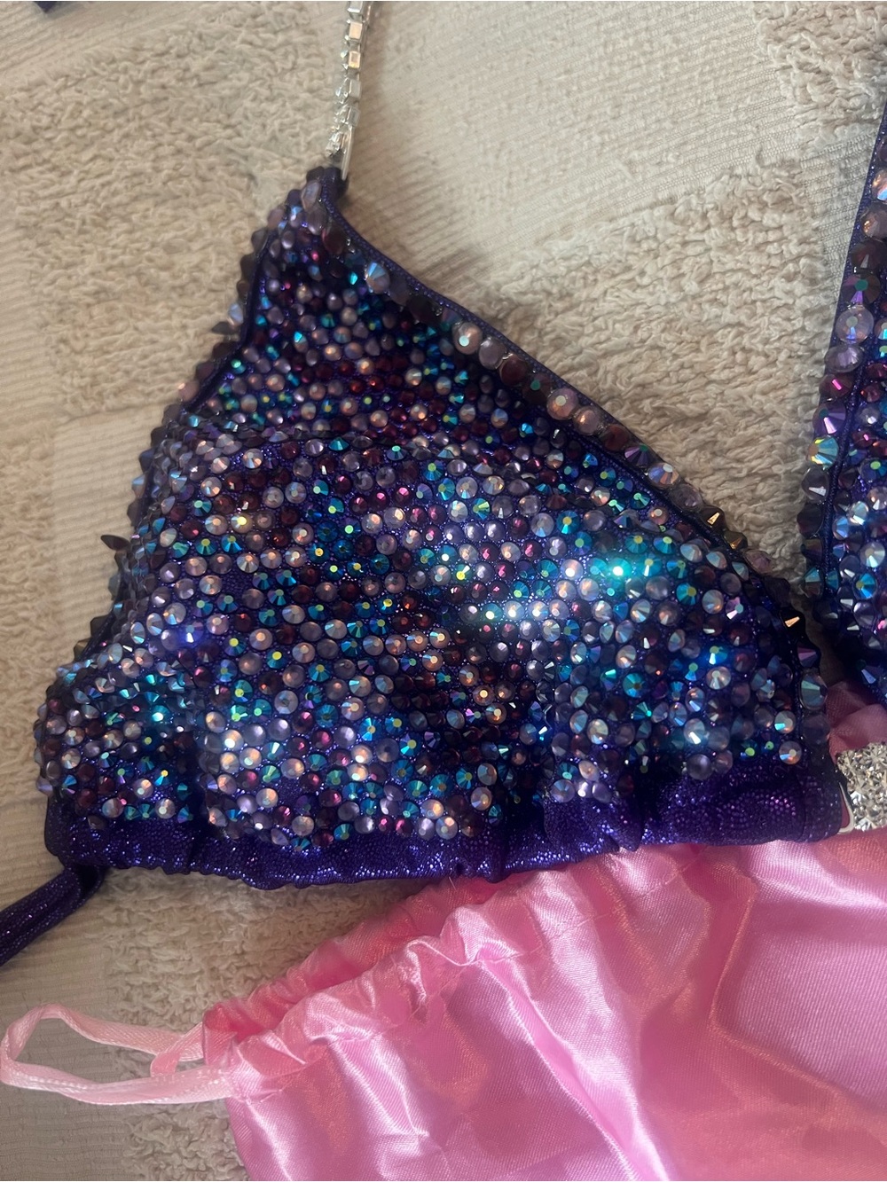 Crystal Embellished Dark Purple Bikini Set - Picture 3 of 12